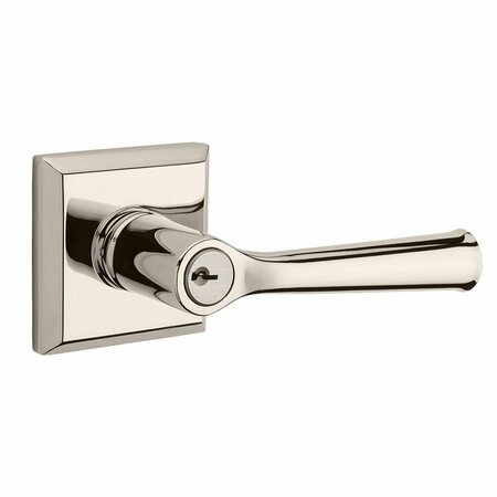 BALDWIN Federal Lever Non Handed Keyed Entry with Traditional Square Rose, Polished Nickel EN.FED.R.TSR.141